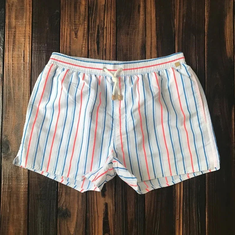 Striped Mens Swim Shorts By TrendAura Quick Dry Beach Trunks With Drawstring Comfort Fit