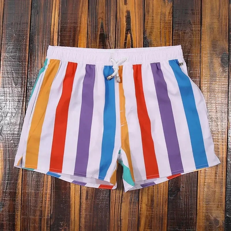 Striped Mens Swim Shorts By TrendAura Quick Dry Beach Trunks With Drawstring Comfort Fit