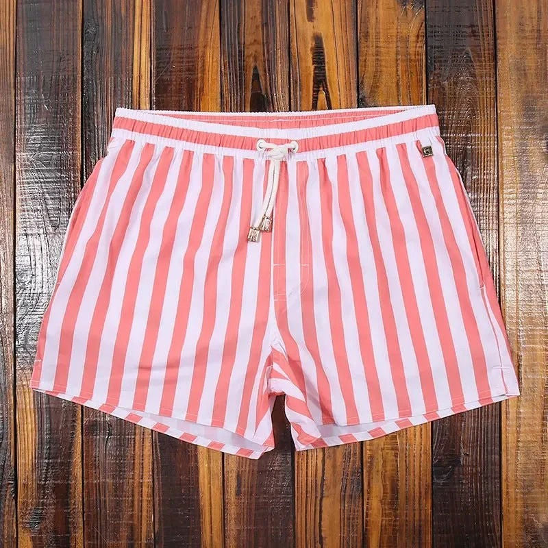 Striped Mens Swim Shorts By TrendAura Quick Dry Beach Trunks With Drawstring Comfort Fit