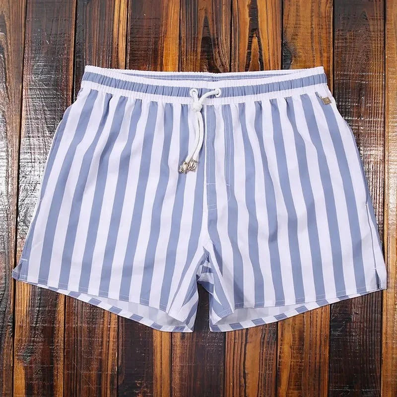 Striped Mens Swim Shorts By TrendAura Quick Dry Beach Trunks With Drawstring Comfort Fit