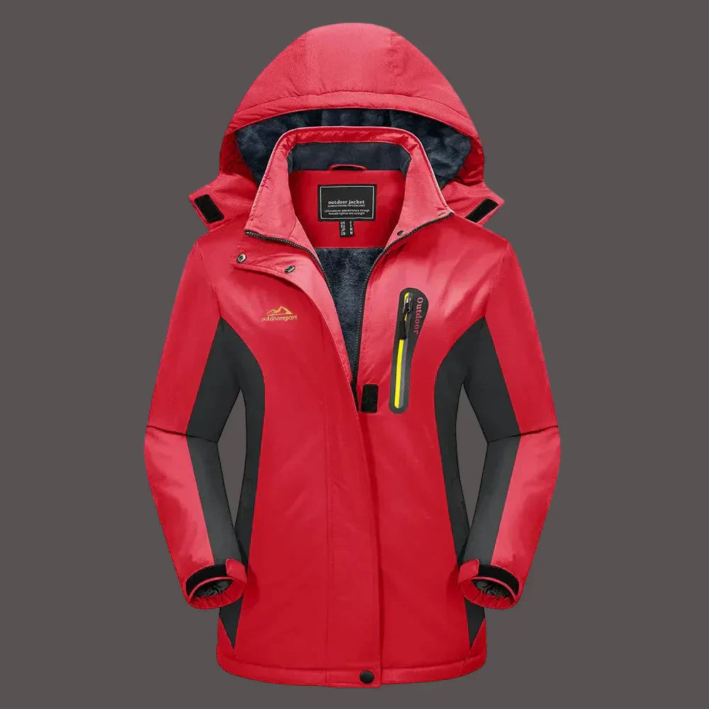 Women’s Outdoor Jacket – Water-Resistant – Fleece Lined – Adjustable Hood and Cuffs
