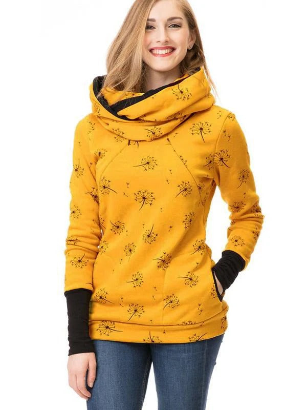 Women’s Nursing Sweatshirt – Relaxed Fit – Floral Print – Cotton Blend – Long Sleeve