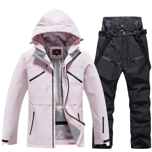 Women’s Two-Piece Ski Suit Set – Waterproof Windproof – Regular Fit – Hooded Jacket & Pants