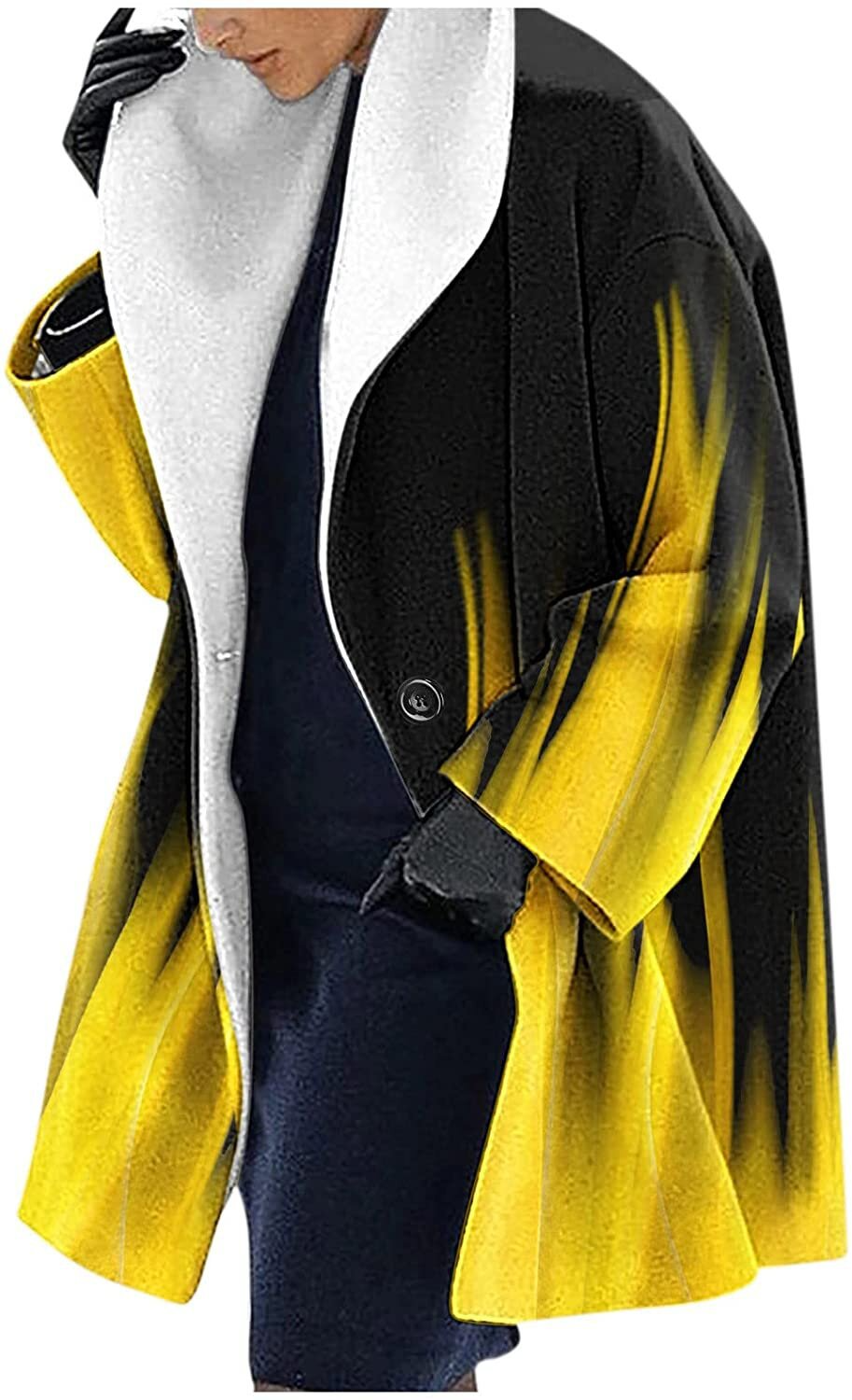 Women’s Hooded Jacket – Wool – Loose Fit – Mid-Length – Ethnic Floral Print Casual Wear