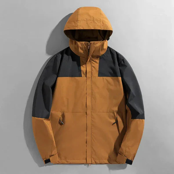 Men's Outdoor Jacket Regular Fit Water Resistant Windproof Detachable Hood by TrendAura