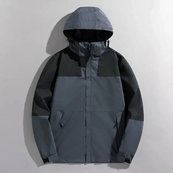 Men's Outdoor Jacket Regular Fit Water Resistant Windproof Detachable Hood by TrendAura