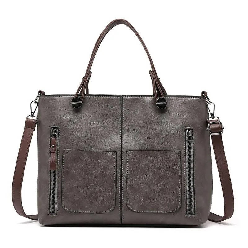 TrendAura Vintage Style Leather Handbag With Shoulder Strap - All Day Versatility For Work And Weekend