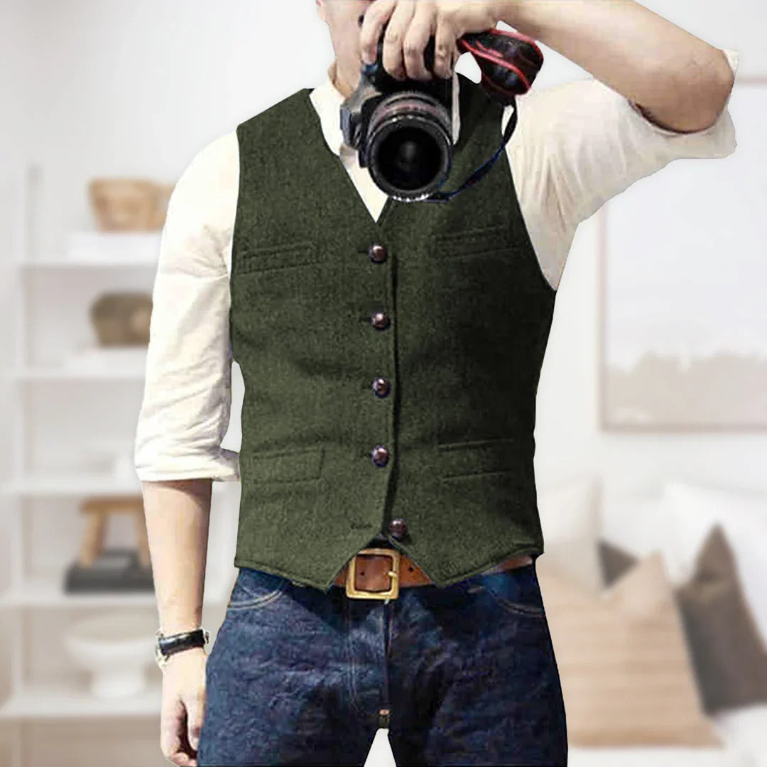 Mens Wool Waistcoat Vest For Smart Casual Style Ideal For Brunch And Casual Evenings By TrendAura