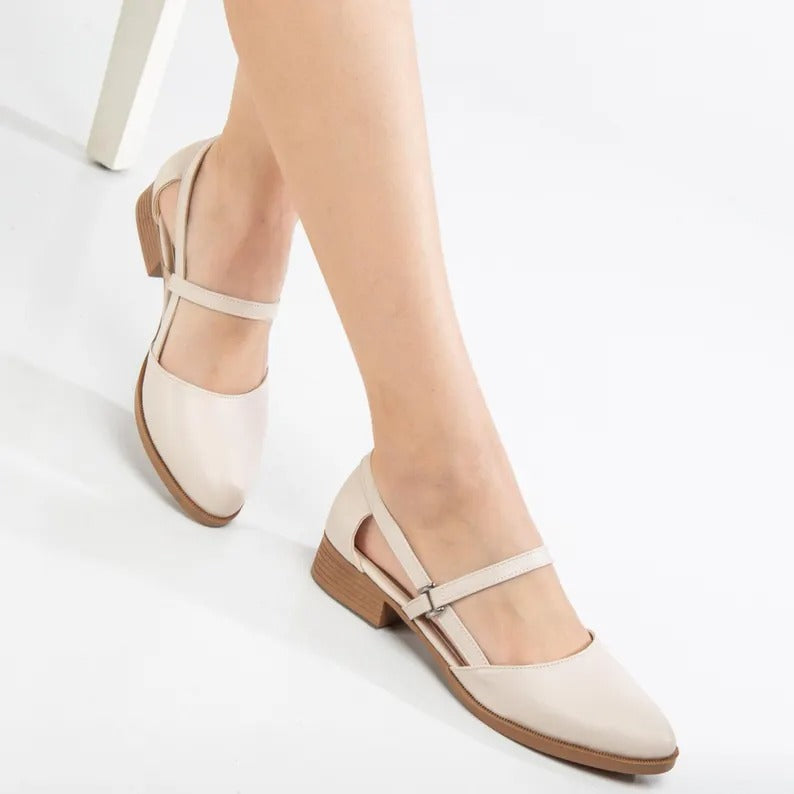Elegant Beige Mary Jane Heels for Women