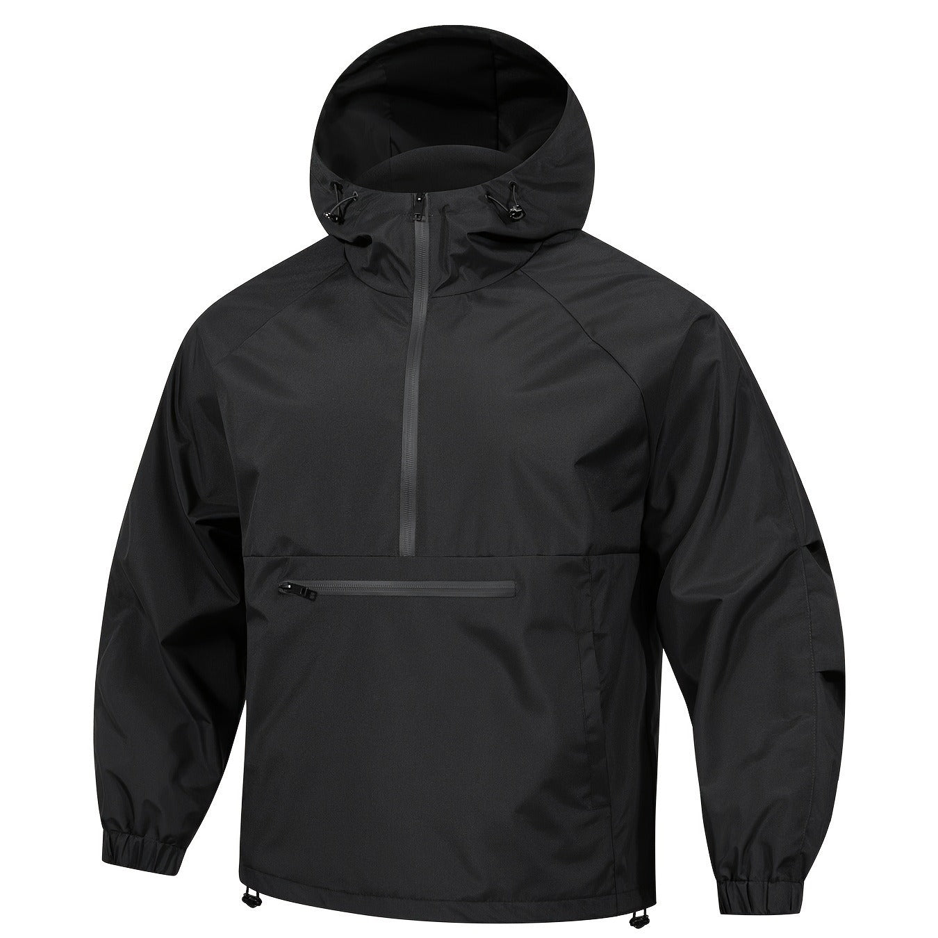 TrendAura Mens Water Resistant Hooded Pullover Hoodie Relaxed Fit Half Zip Zipper Chest Pocket