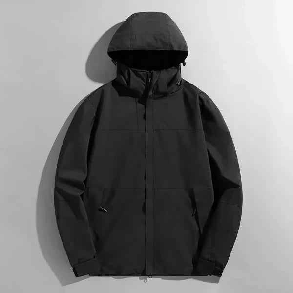 Men's Outdoor Jacket Regular Fit Water Resistant Windproof Detachable Hood by TrendAura