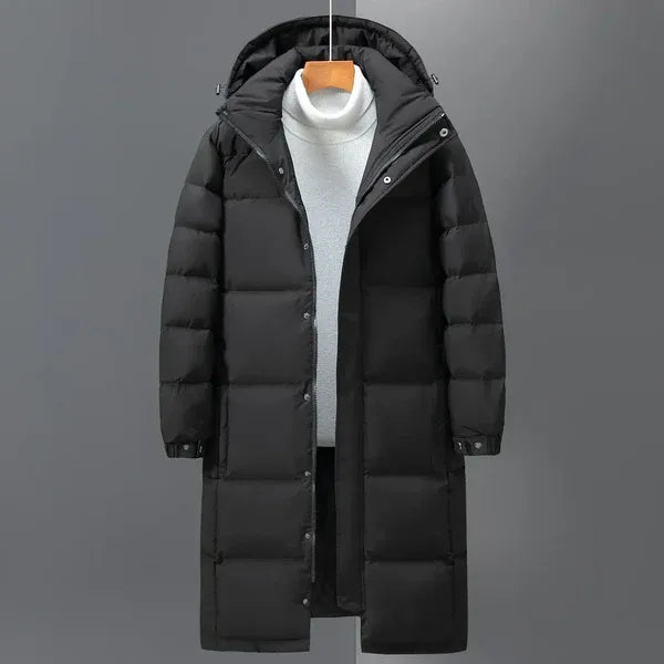 TrendAura Nordisk Flair Mens Long Down Jacket Oversized Fit Hooded Windproof Quilted Insulated Winter Coat