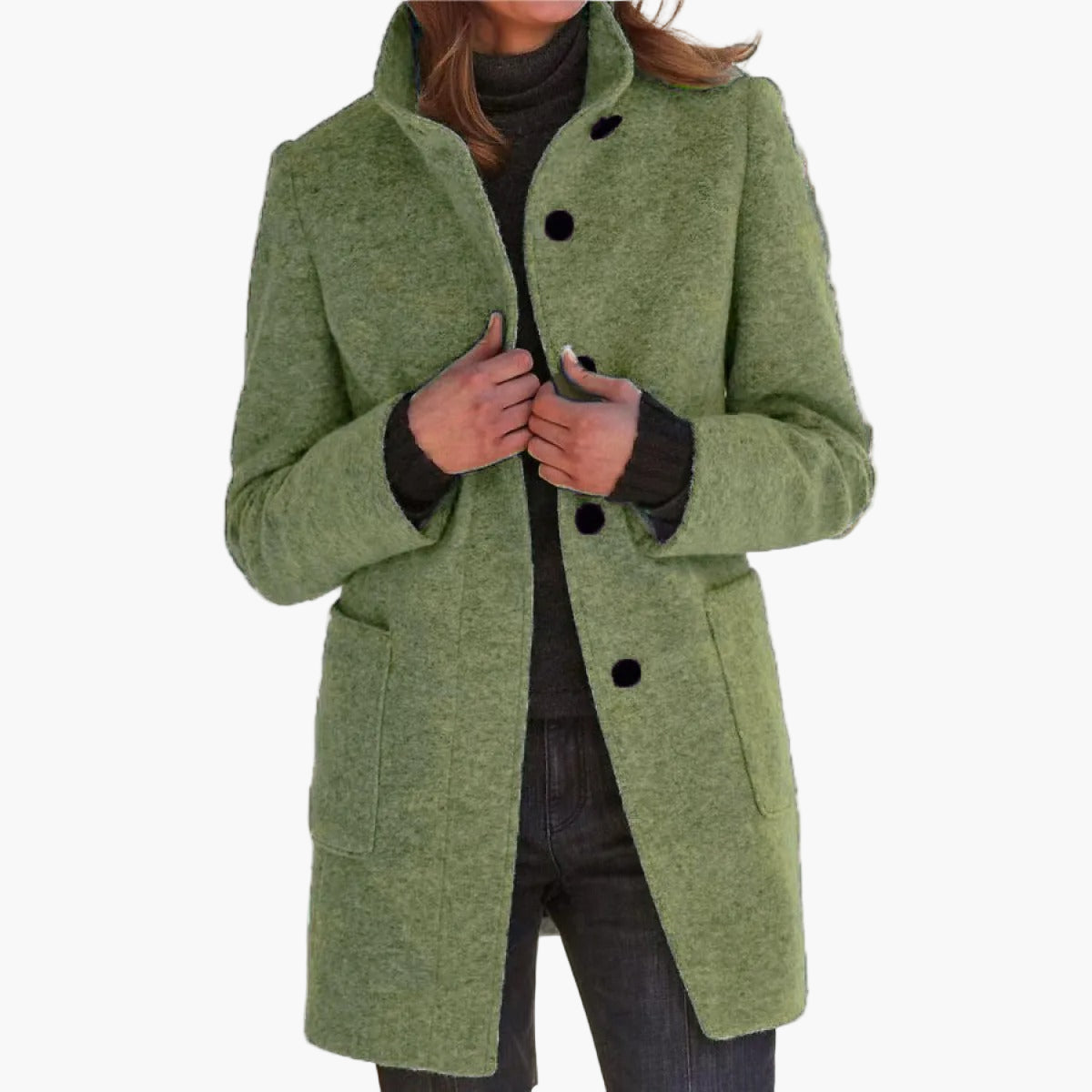 Women's Classic City Coat with Stand-up Collar – Elegant Everyday Coat for Autumn and Winter