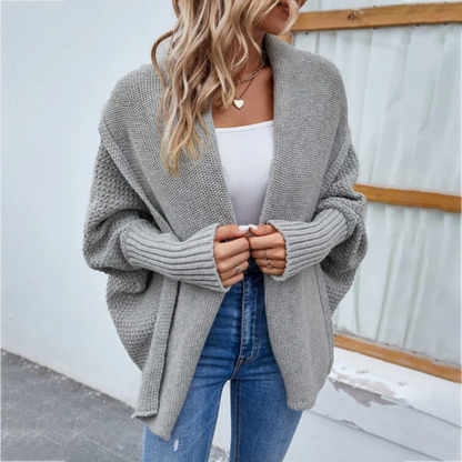 Women’s Knit Cardigan – Oversized Fit – Chunky Texture – Open Front – Long Sleeves