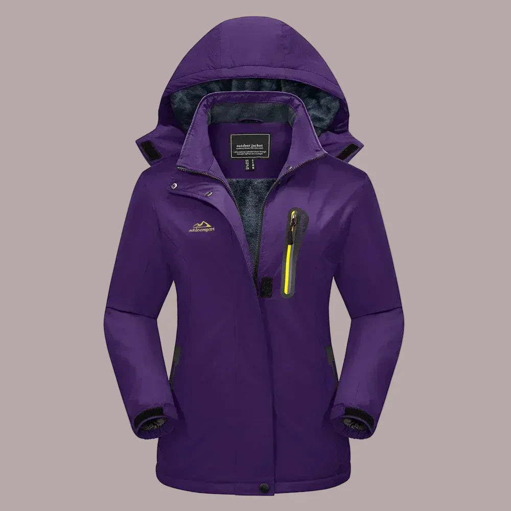 Women’s Outdoor Jacket – Water-Resistant – Fleece Lined – Adjustable Hood and Cuffs