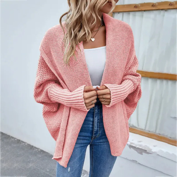 Women’s Knit Cardigan – Oversized Fit – Chunky Texture – Open Front – Long Sleeves