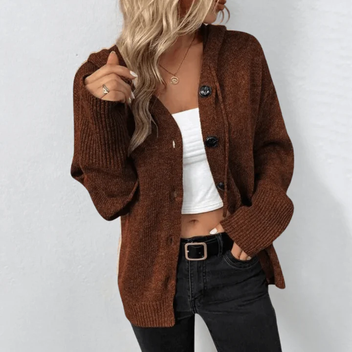 Women’s Cardigan – Wool Knit – Relaxed Fit – Button Front – Ribbed Cuffs and Hem