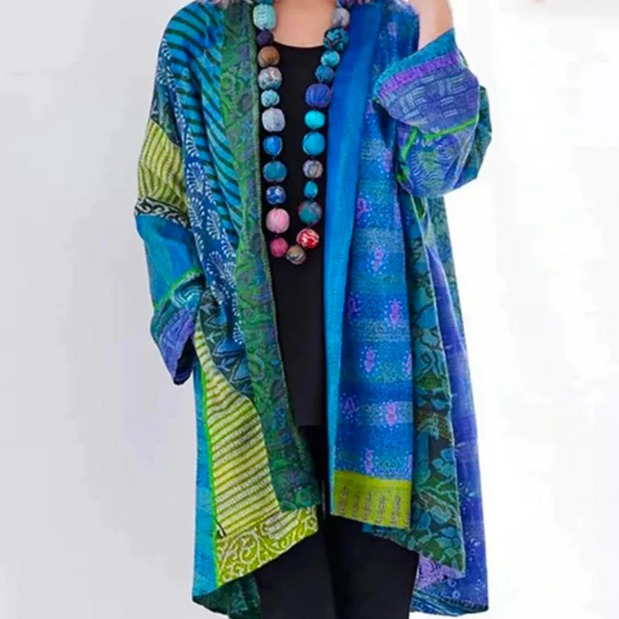 Women’s Cardigan – Wool Knit – Oversized Fit – Long Length – Open Front Bohemian Style