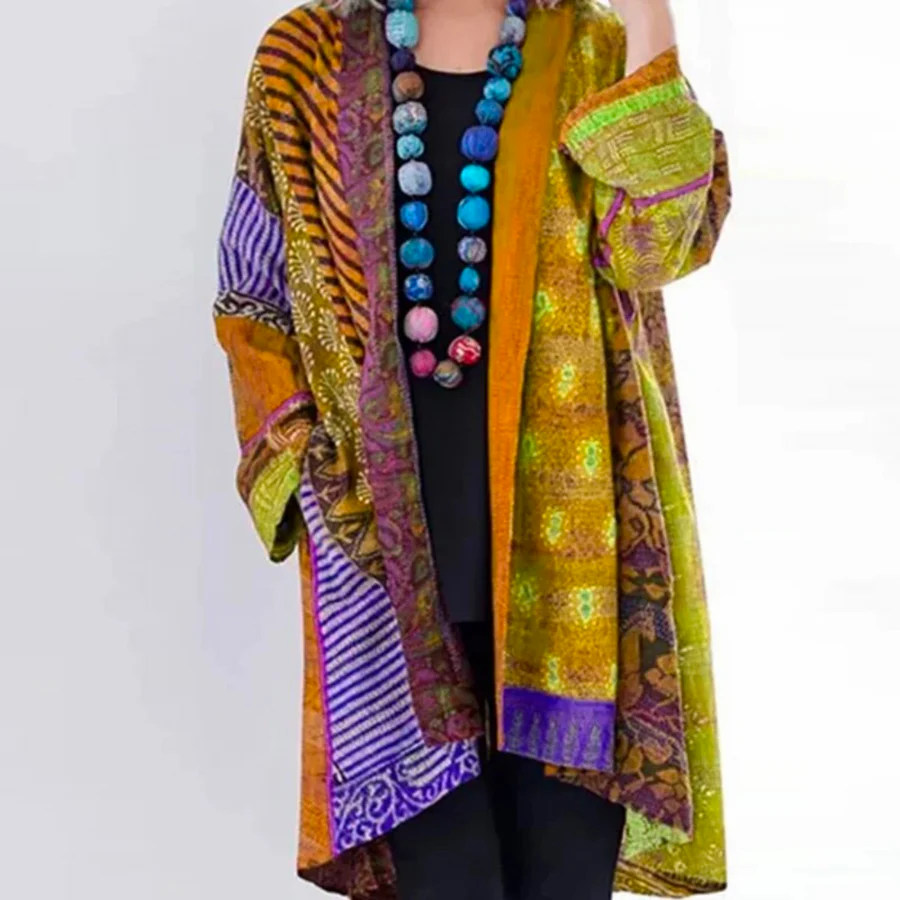 Women’s Cardigan – Wool Knit – Oversized Fit – Long Length – Open Front Bohemian Style