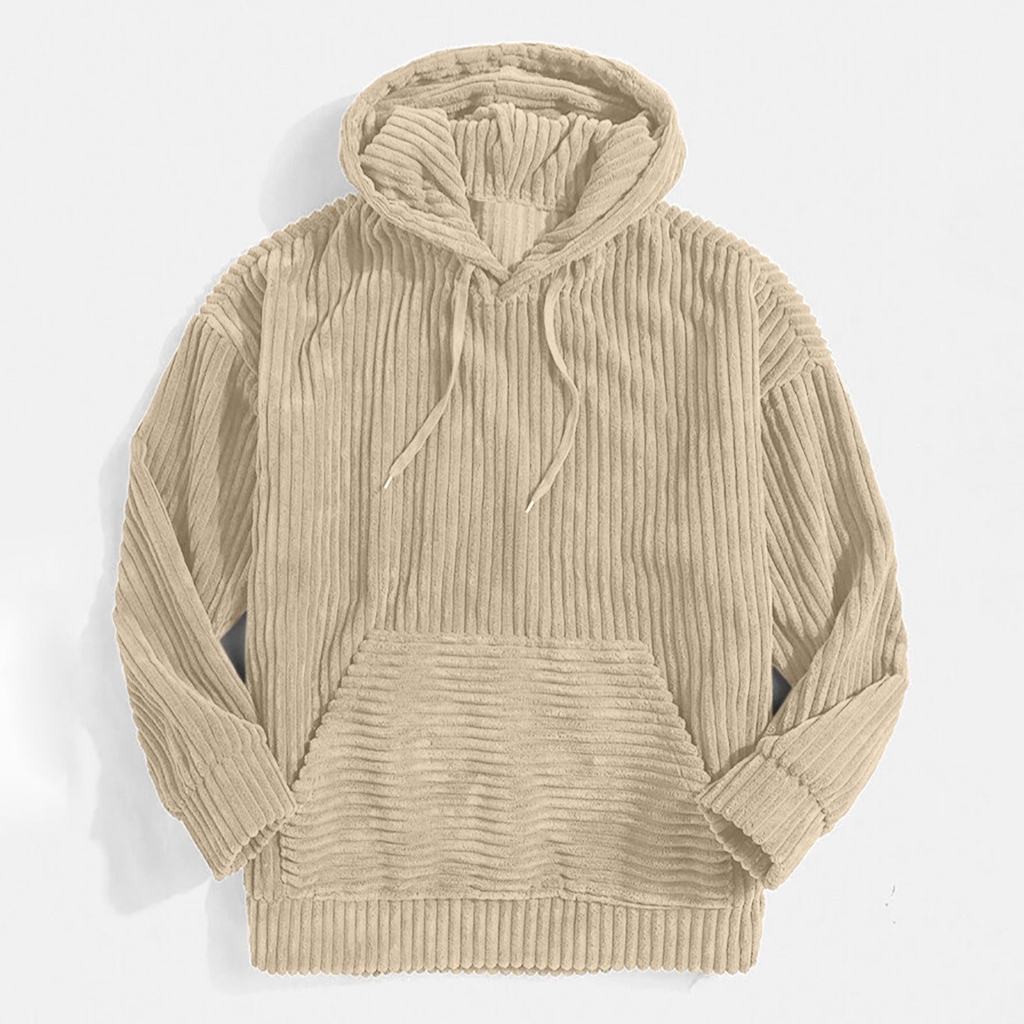 Mens Corduroy Hoodie With Hooded V Neck And Kangaroo Pocket Oversized Relaxed Fit
