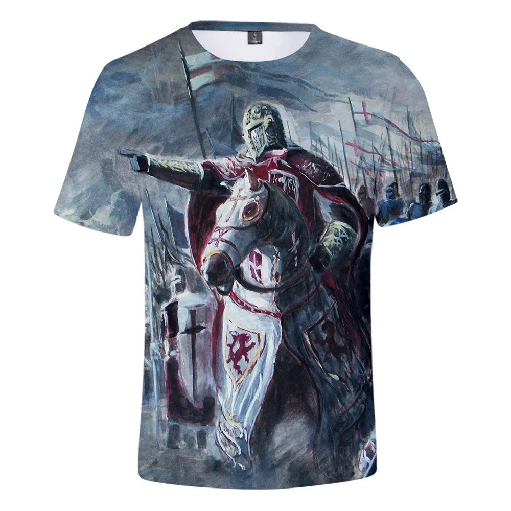 Knight Templar Crusader T Shirt For Men Bold Medieval Heritage Print Graphic Tee Edition