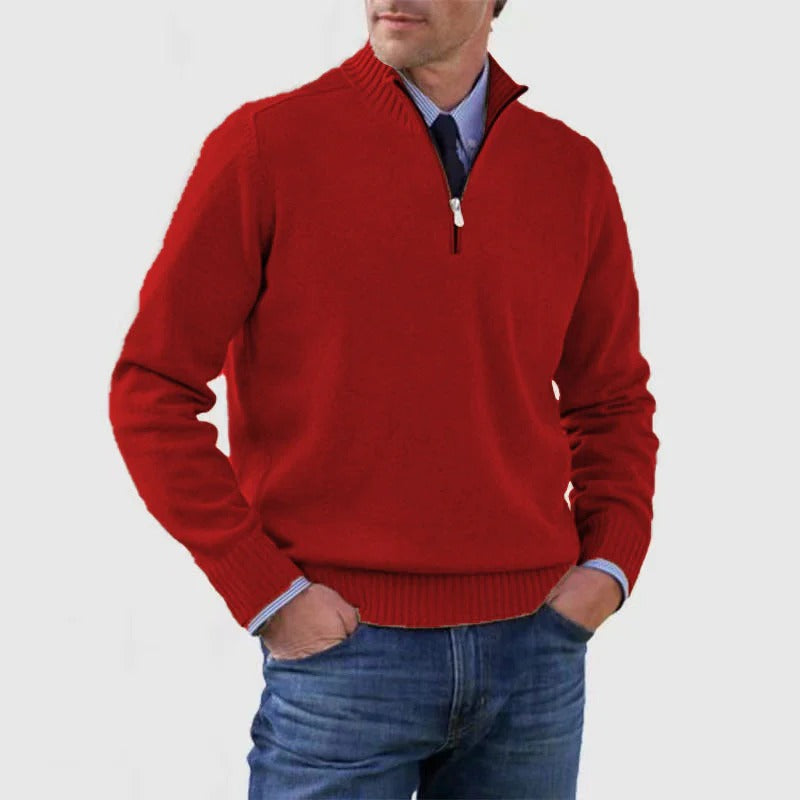 Mens Quarter Zip Sweater for Business Casual Office Attire Sharp Professional Look Knit Pullover by TrendAura