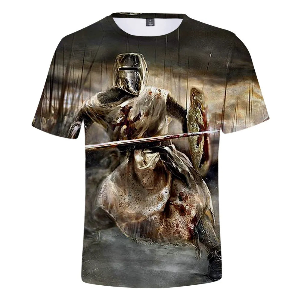 Knight Templar Crusader T Shirt For Men Bold Medieval Heritage Print Graphic Tee Edition