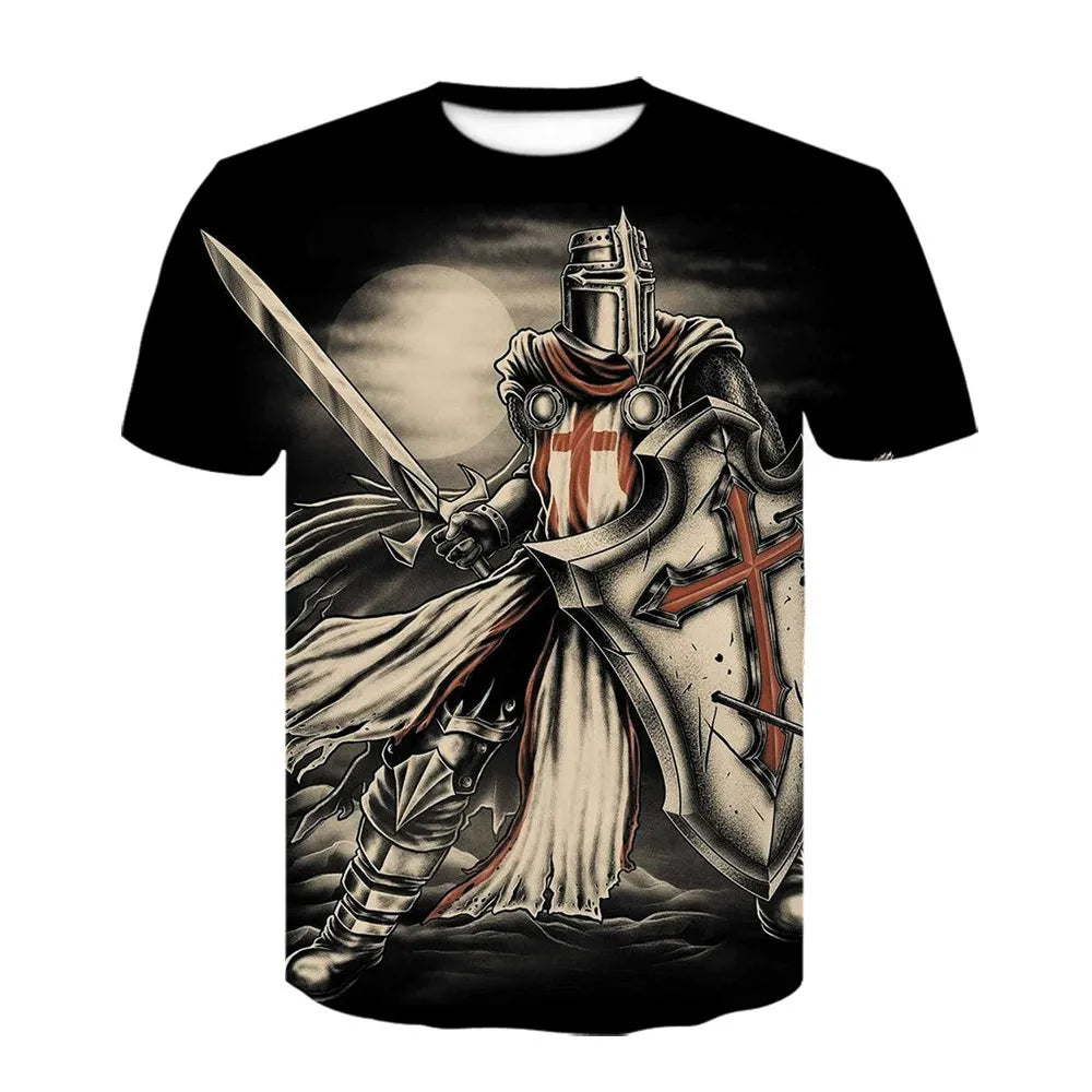 Knight Templar Crusader T Shirt For Men Bold Medieval Heritage Print Graphic Tee Edition