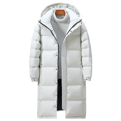 TrendAura Nordisk Flair Mens Long Down Jacket Oversized Fit Hooded Windproof Quilted Insulated Winter Coat