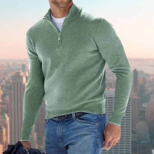 Men's Cotton Blend Sweatshirt Quarter Zip Stand Collar Regular Fit Casual Wear Black