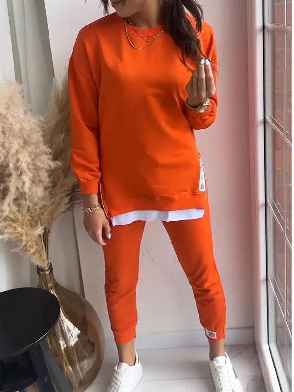 Women’s Two-Piece Loungewear Set – Oversized Sweatshirt – Tapered Joggers – Cotton Blend Comfort