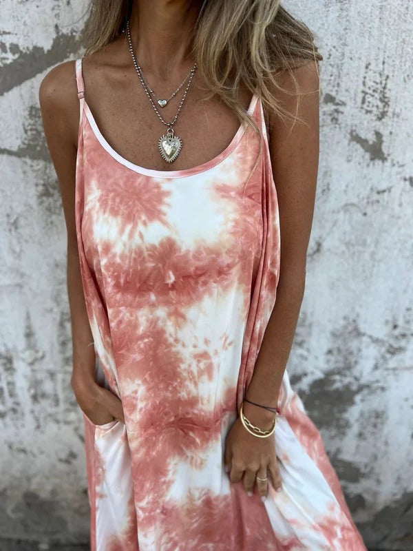 Women’s Maxi Dress – Relaxed Fit – Scoop Neck – Spaghetti Straps