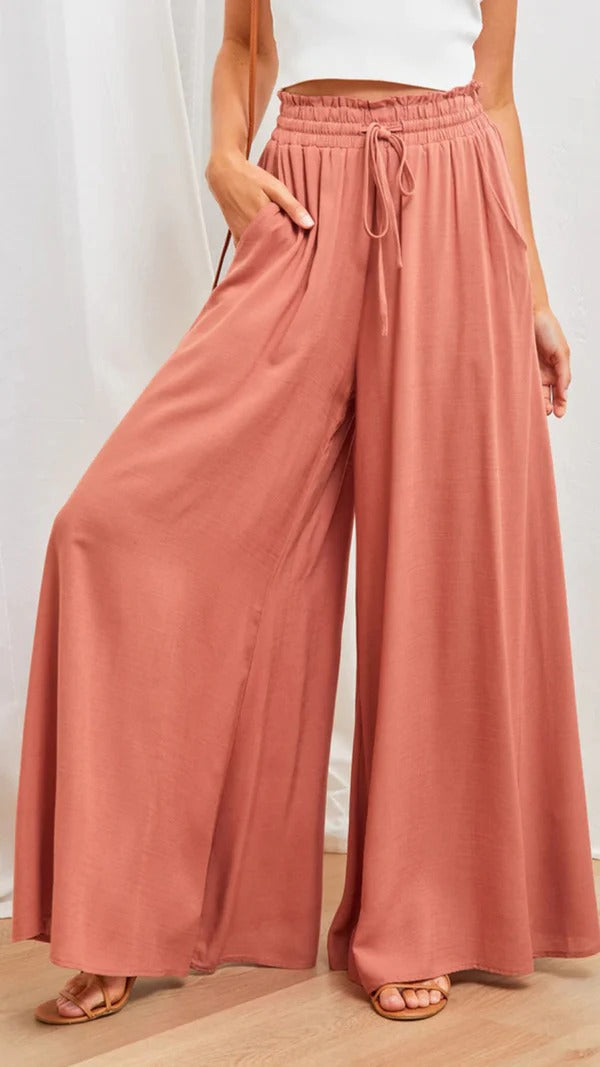 Women’s Maxi Skirt – Relaxed Fit – Pleated Flowing Cotton Blend – Elastic Drawstring Waist