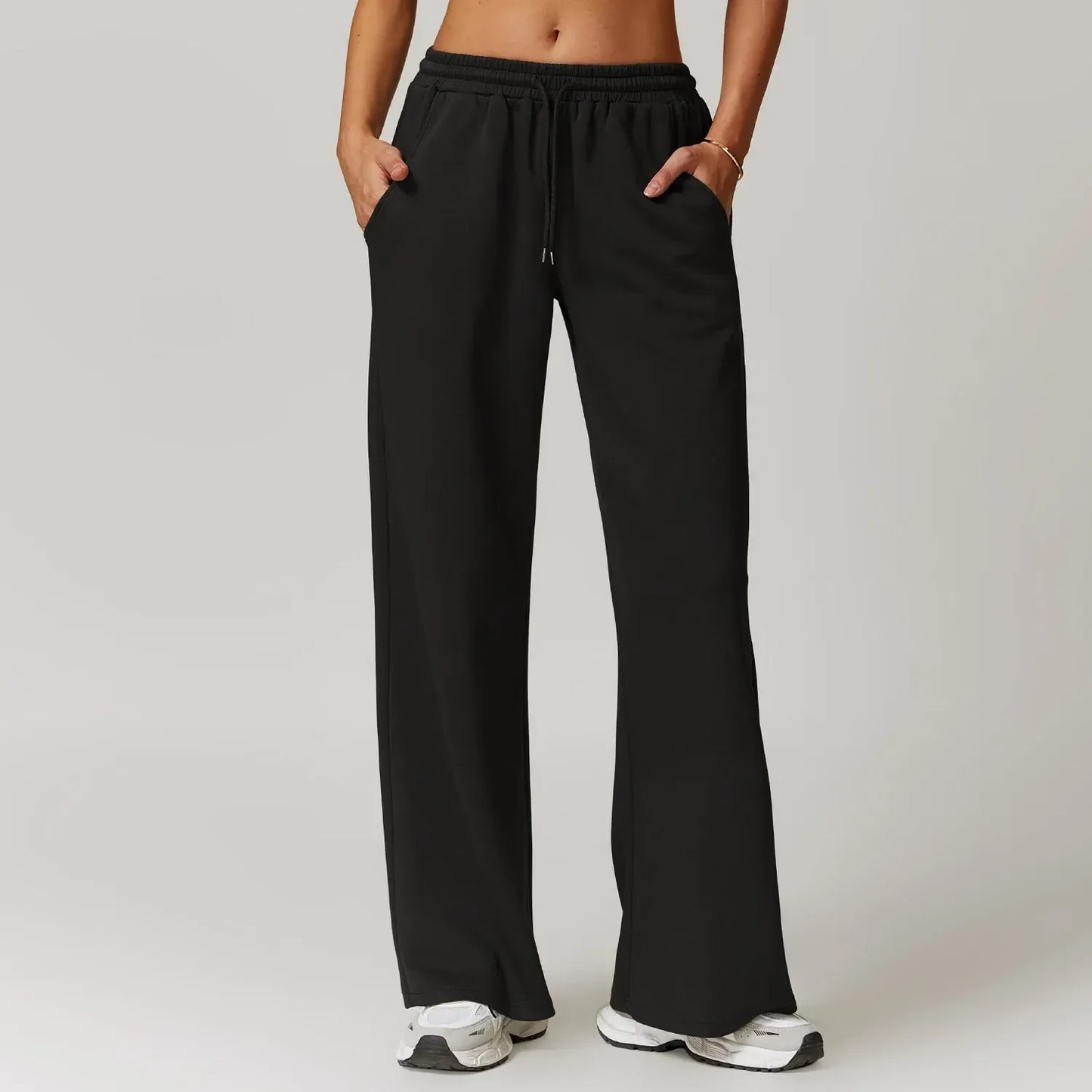 Women’s Lounge Pants – Relaxed Fit – Wide Leg – Knit Fabric – Drawstring Waist – Pockets
