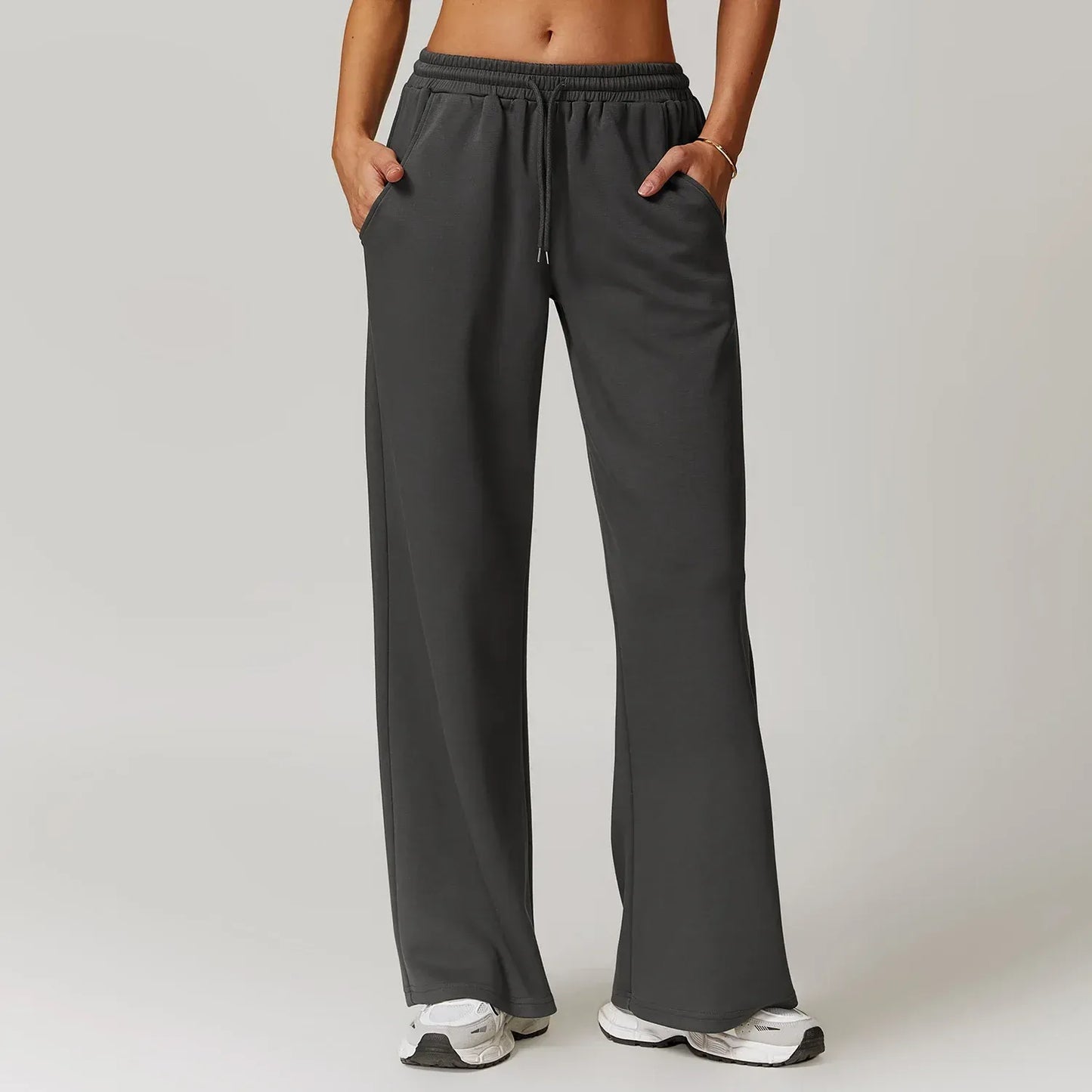 Women’s Lounge Pants – Relaxed Fit – Wide Leg – Knit Fabric – Drawstring Waist – Pockets