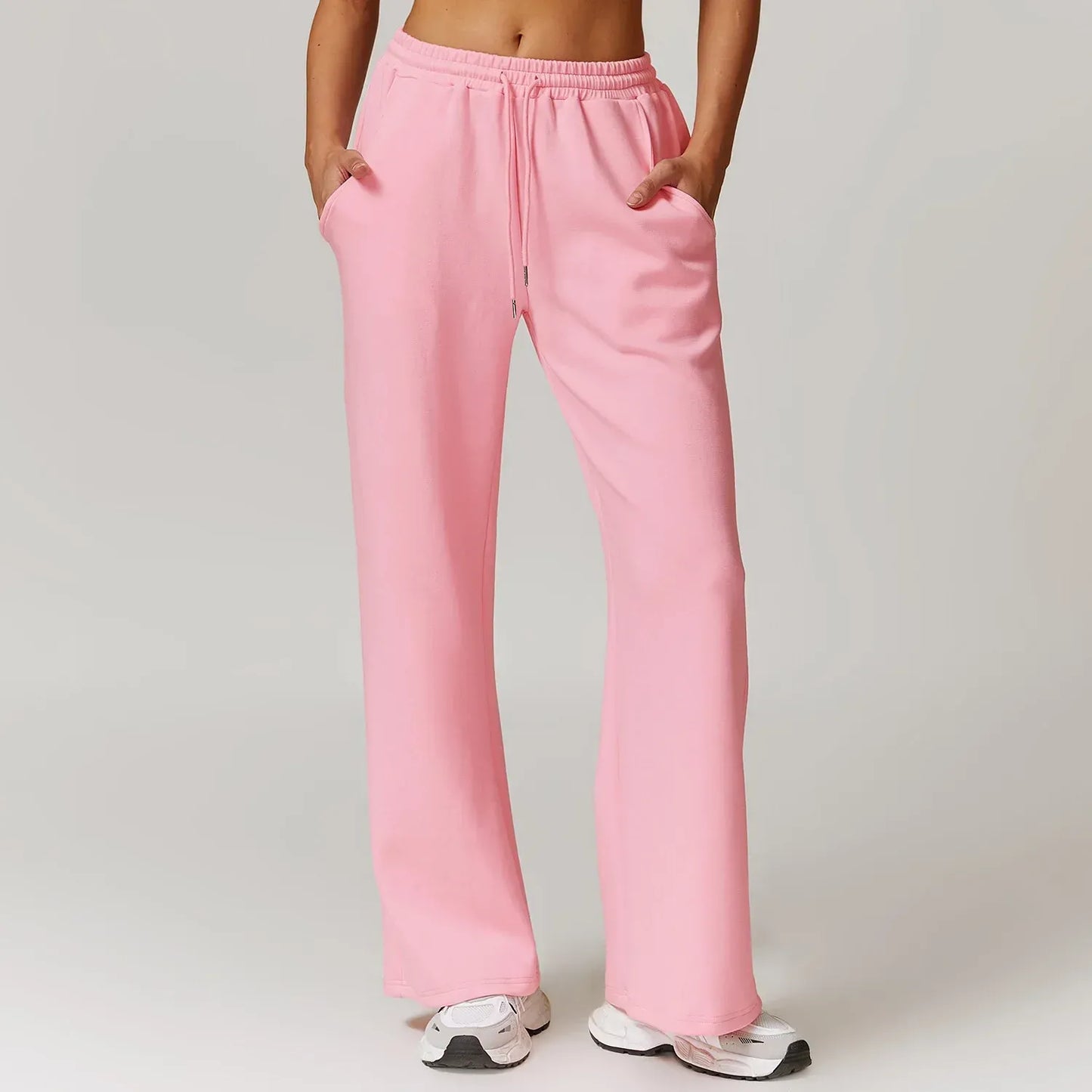 Women’s Lounge Pants – Relaxed Fit – Wide Leg – Knit Fabric – Drawstring Waist – Pockets