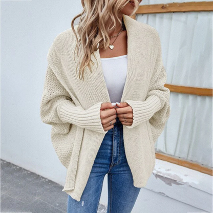 Women’s Knit Cardigan – Oversized Fit – Chunky Texture – Open Front – Long Sleeves