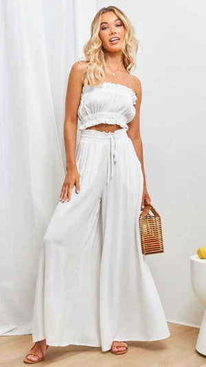 Women’s Maxi Skirt – Relaxed Fit – Pleated Flowing Cotton Blend – Elastic Drawstring Waist