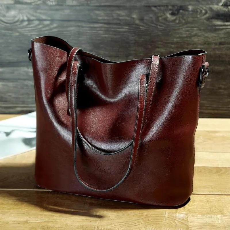 TrendAura Womens Vintage Leather Tote Bag - Timeless Style In Rich Full Grain Leather For Everyday Use