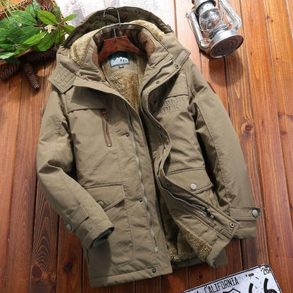Men's Oversized Fleece Lined Hooded Jacket With Quilted Shoulders And Multiple Pockets