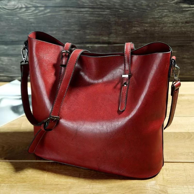 TrendAura Womens Vintage Leather Tote Bag - Timeless Style In Rich Full Grain Leather For Everyday Use