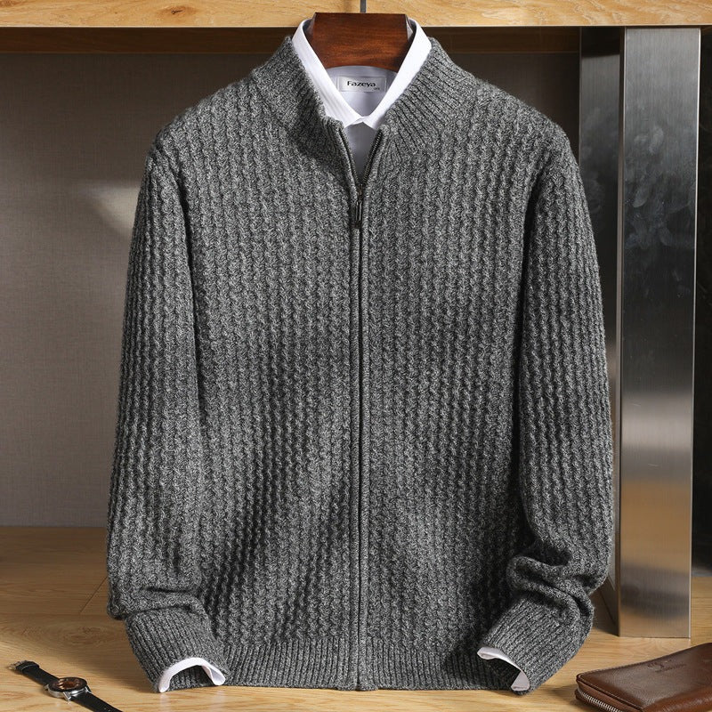 Henrick And Vale Cashmere Half Zip Knit Sweater For Men With Luxurious Ribbed Texture