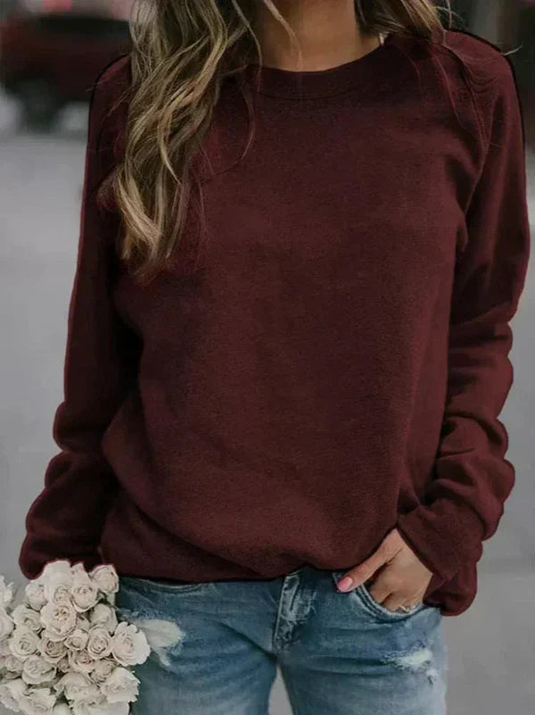 Women’s Pullover Sweater – Relaxed Fit – Soft Knit – Long Sleeve – Round Neck