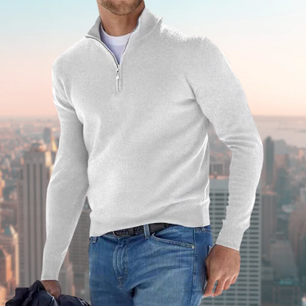 Men's Cotton Blend Sweatshirt Quarter Zip Stand Collar Regular Fit Casual Wear Black