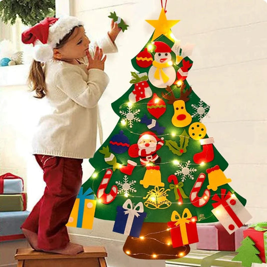 Christmas wall tree with lights and felt decorations - TrendAura