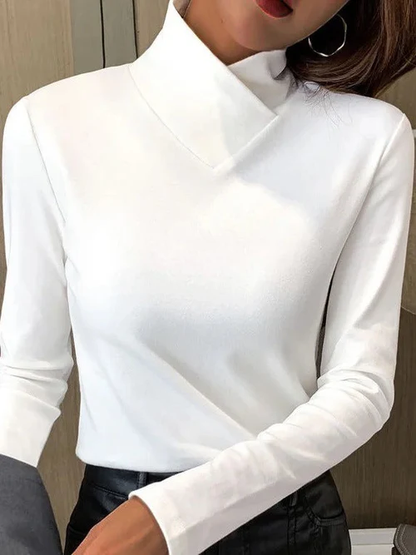 Isaline Asymmetrical Neckline Top For Women Minimalist Elegant Fit With Stretchy Soft Fabric