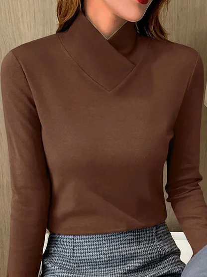 Isaline Asymmetrical Neckline Top For Women Minimalist Elegant Fit With Stretchy Soft Fabric