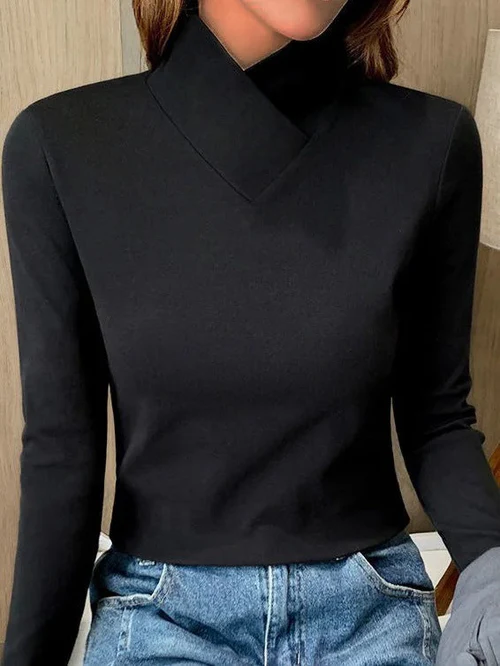 Isaline Asymmetrical Neckline Top For Women Minimalist Elegant Fit With Stretchy Soft Fabric