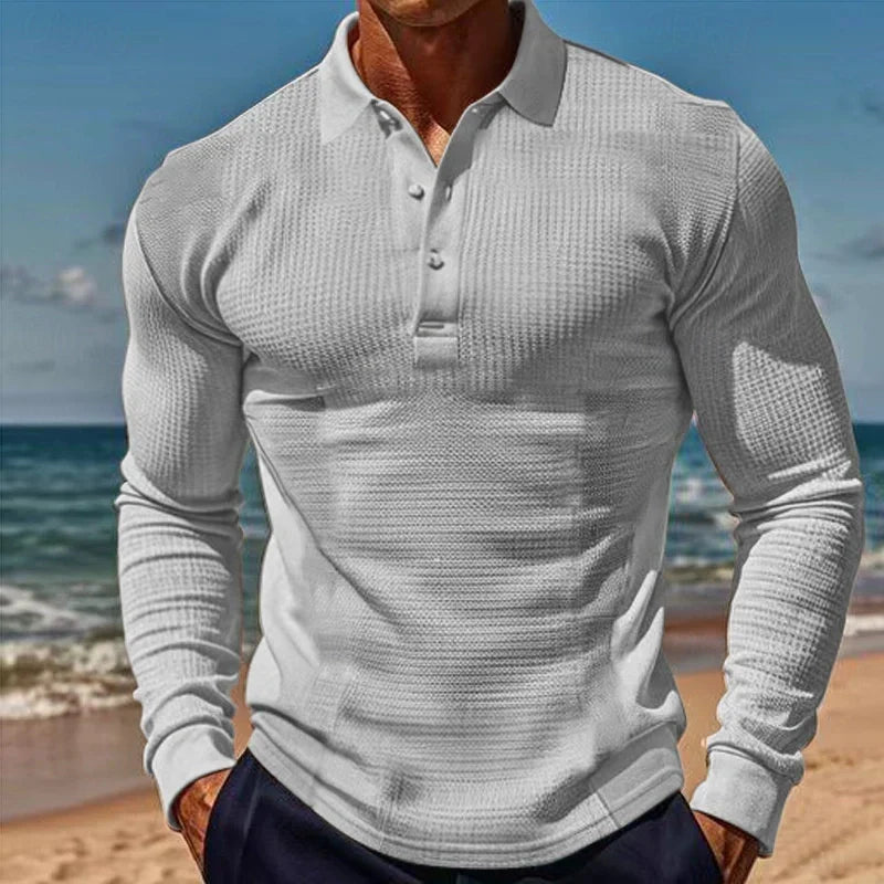 Men's Polo Shirt Long Sleeve For Everyday Wear Versatile Collared Top For Casual To Semi Formal