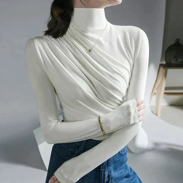 Beatrix | Elegant Blouse for Women with Pleats and Roll Neck